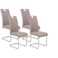 Schwingstuhl Ruby S Cappuccino Gepolstert 4er-Set - Chromfarben/Weiß, MODERN, Textil/Metall (44/104/57,5cm) - MID.YOU