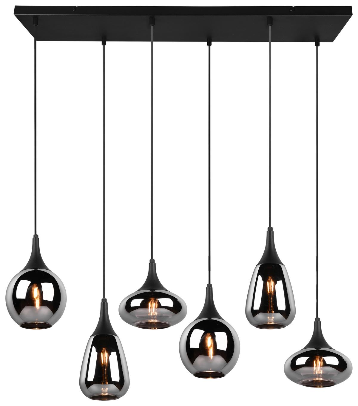 Hängeleuchte 317000632 Lumina - Chromfarben/Schwarz, Design, Glas/Metall (93,8/34,5/150cm) - Trio Leuchten