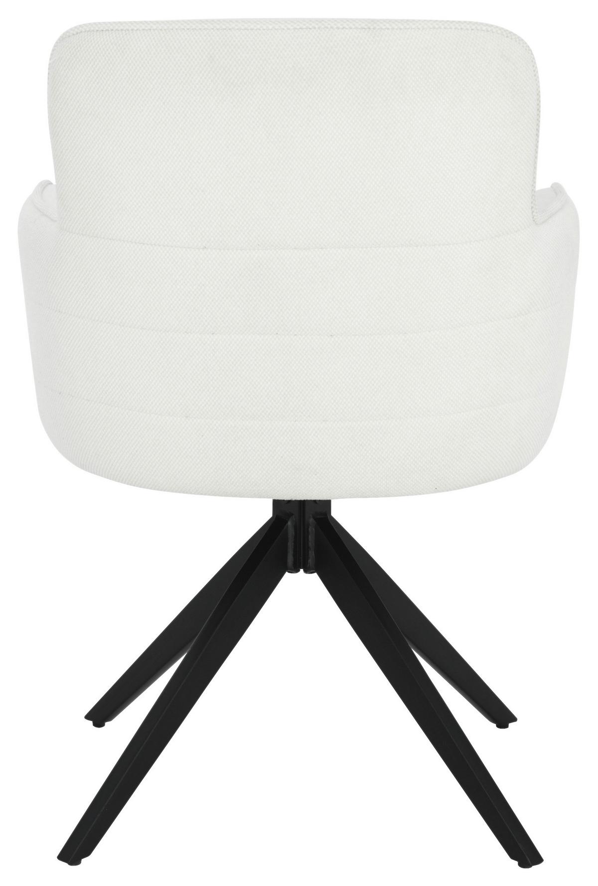Armlehnstuhl Alya Leinenoptik Weiß, B: 58 cm - Schwarz/Weiß, MODERN, Holz/Textil (58/85/64cm) - Livetastic