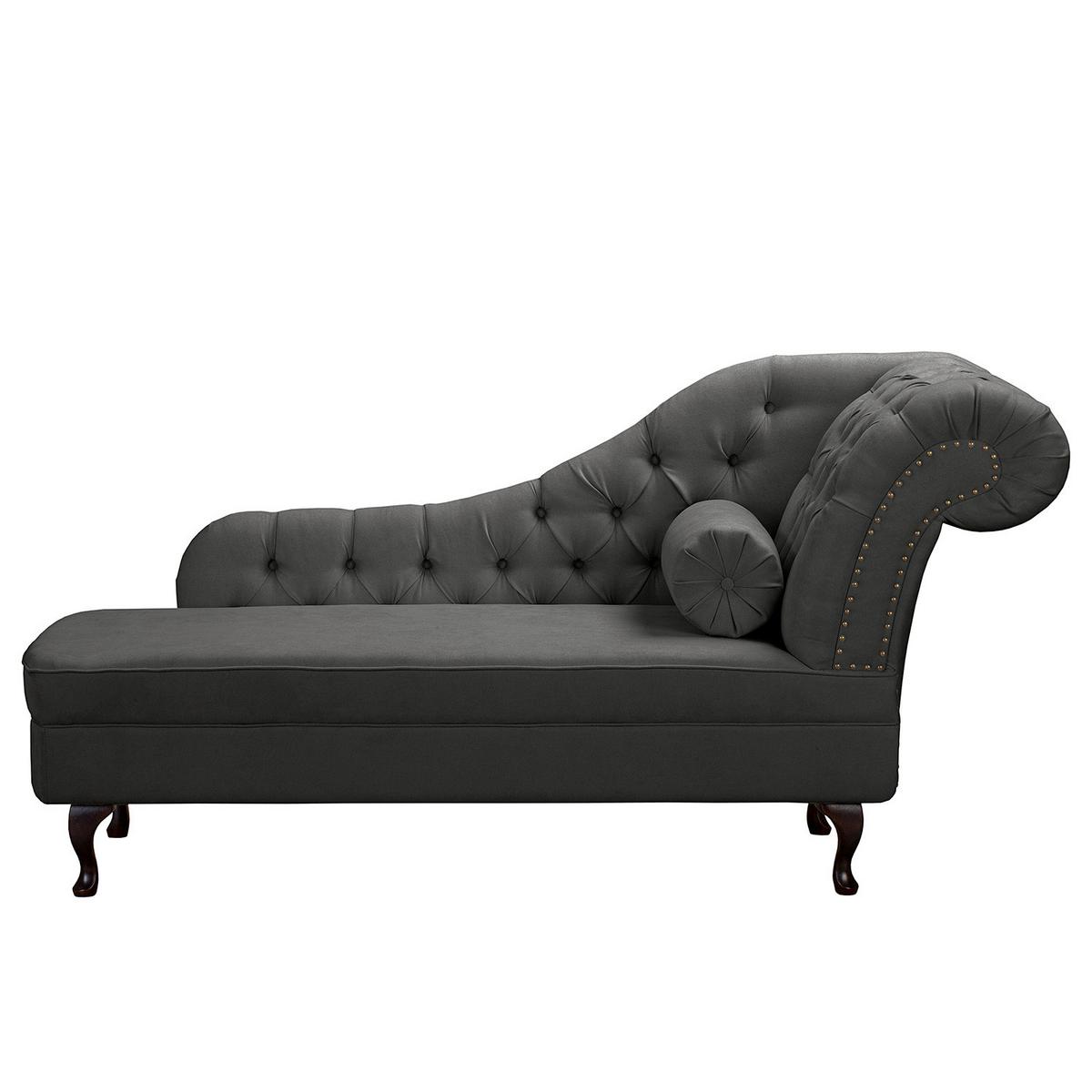 Récamiere Pako Dunkelgrau B: 185cm - Dunkelgrau/Braun, Design, Textil (185/93/75cm) - Livetastic