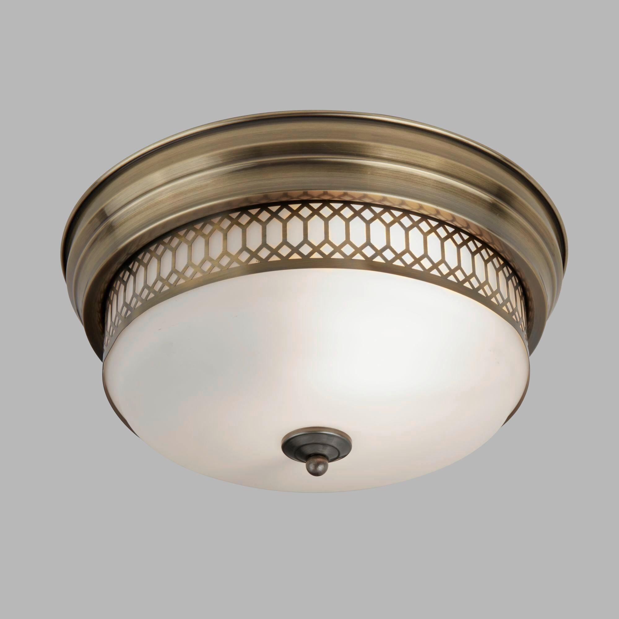 Deckenleuchte 4132-2ab - Messingfarben/Weiß, KONVENTIONELL, Glas/Metall (35/16cm)