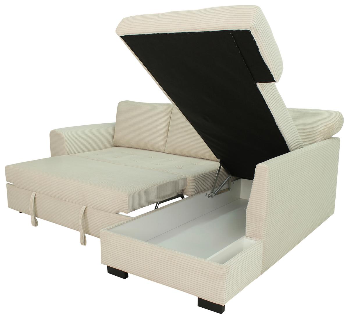 Ecksofa John Creme S: 239x178 cm - Creme/Schwarz, Trend, Textil (239/178cm)