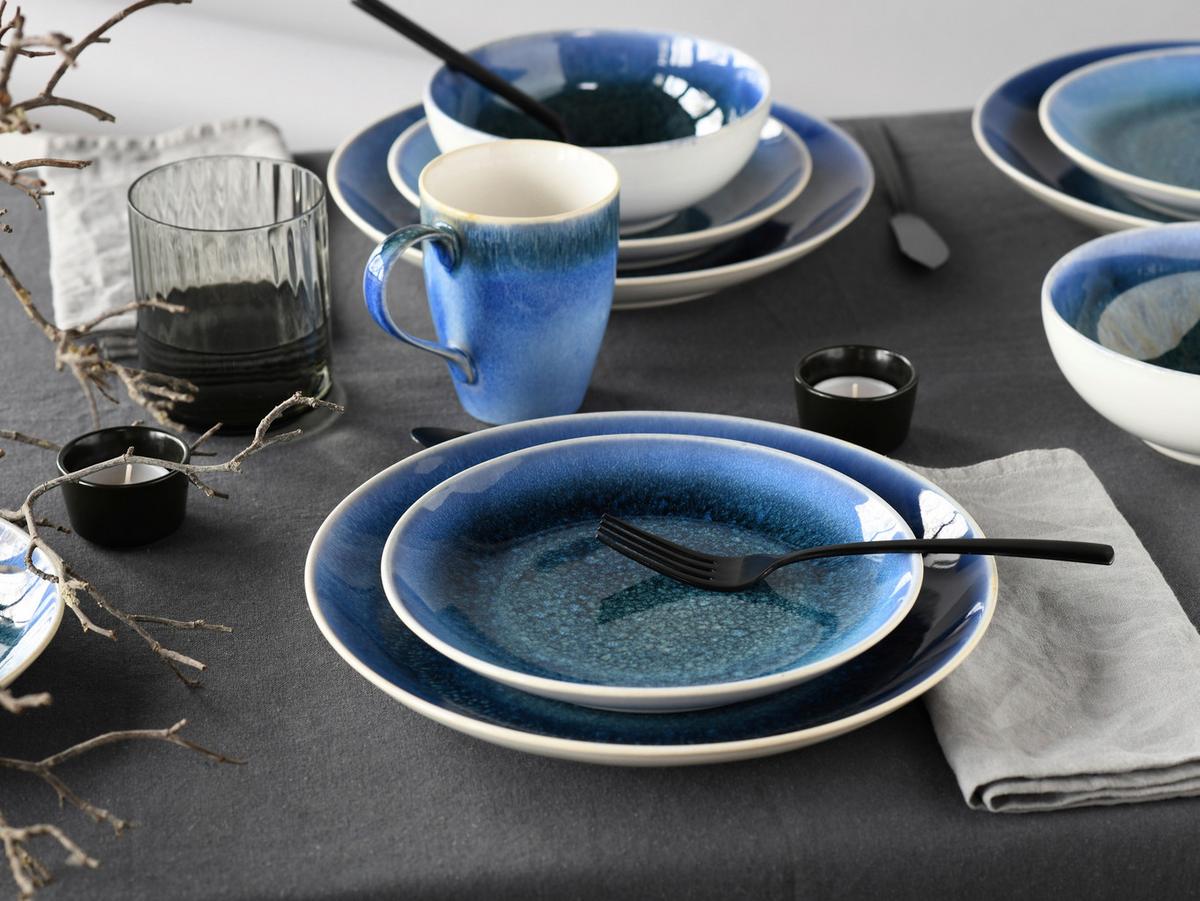 Kombiservice Caldera Blau, Weiß 16--Teilig - Blau/Weiß, Basics, Keramik - Creatable