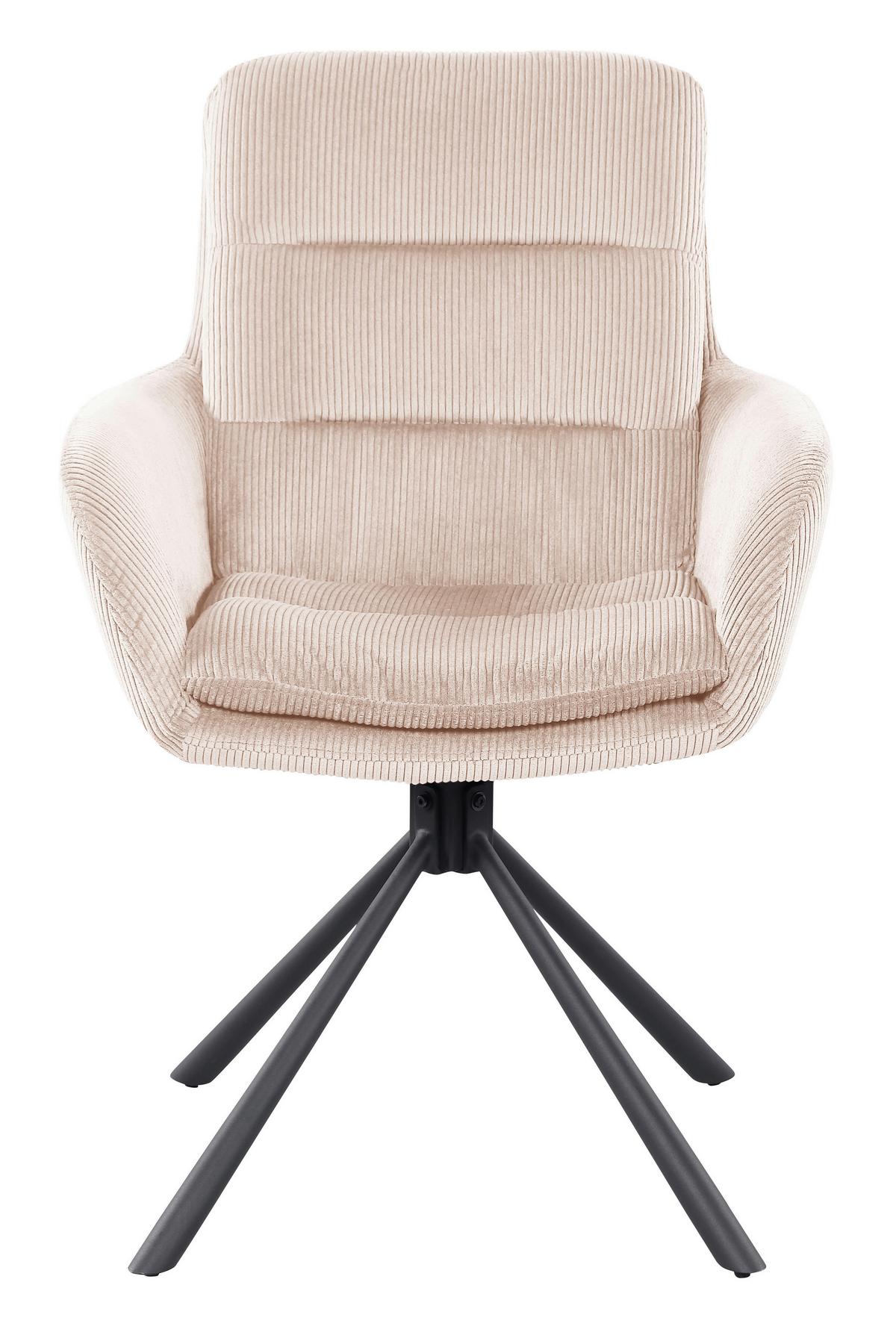 Armlehnstuhl Beige B: 60cm - Beige/Schwarz, MODERN, Textil/Metall (60/89/64cm) - Livetastic