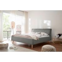 Polsterbett Frieda 160x200cm Hellgrau - Eichefarben/Hellgrau, KONVENTIONELL, Textil (160/200cm) - Livetastic