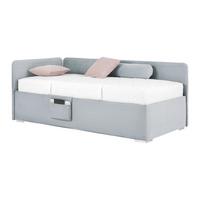 Posteľ Remi s bočnicami 90x200, poťah sivomodrý - sivomodrá/prírodná farba, Konventionell, drevo/textil (90/200cm)