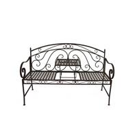 Gartenbank Metall 2 Sitzer Saket mit Abstellfläche - Schwarz, Basics, Metall (148/55/96cm)