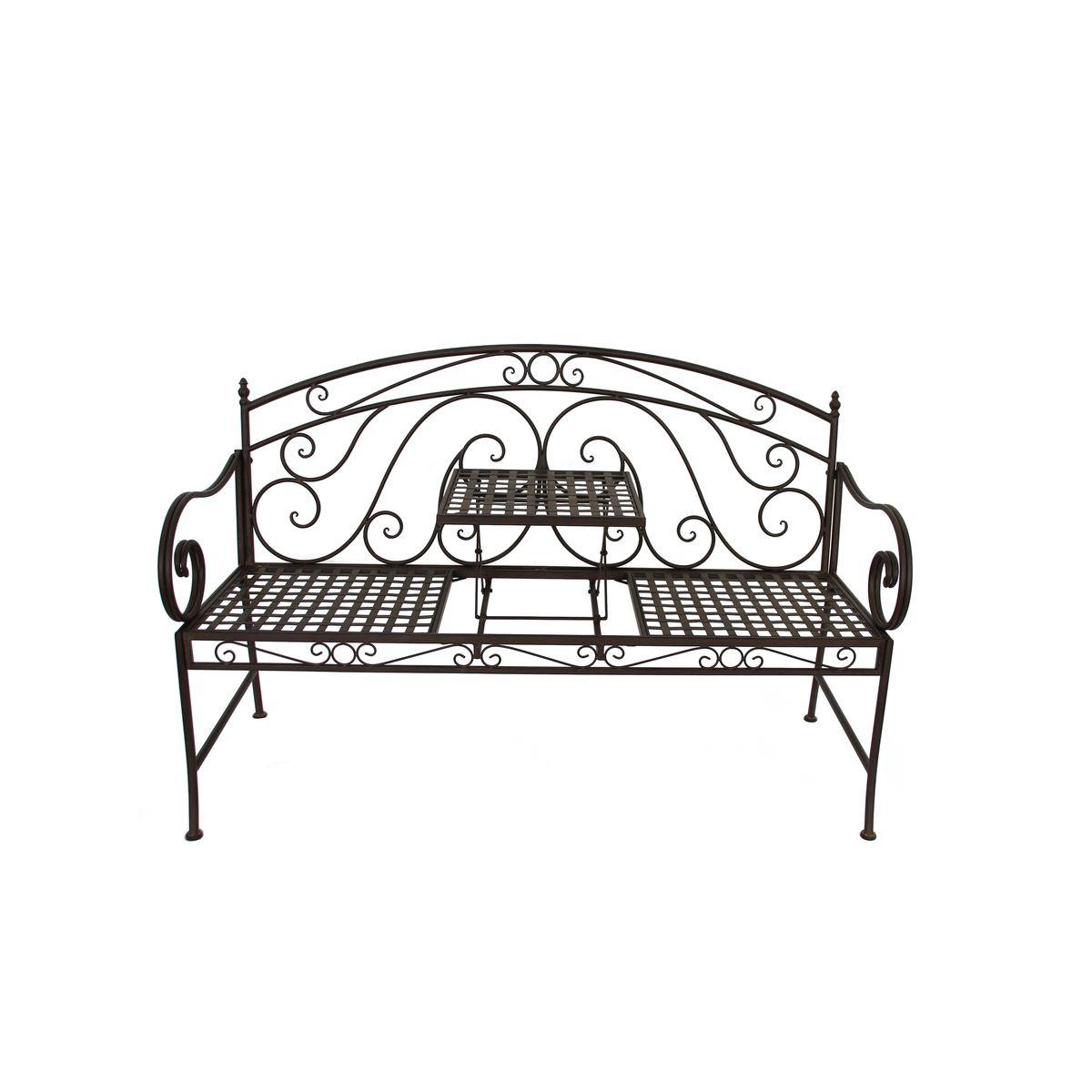 Gartenbank Metall 2 Sitzer Saket mit Abstellfläche - Schwarz, Basics, Metall (148/55/96cm)