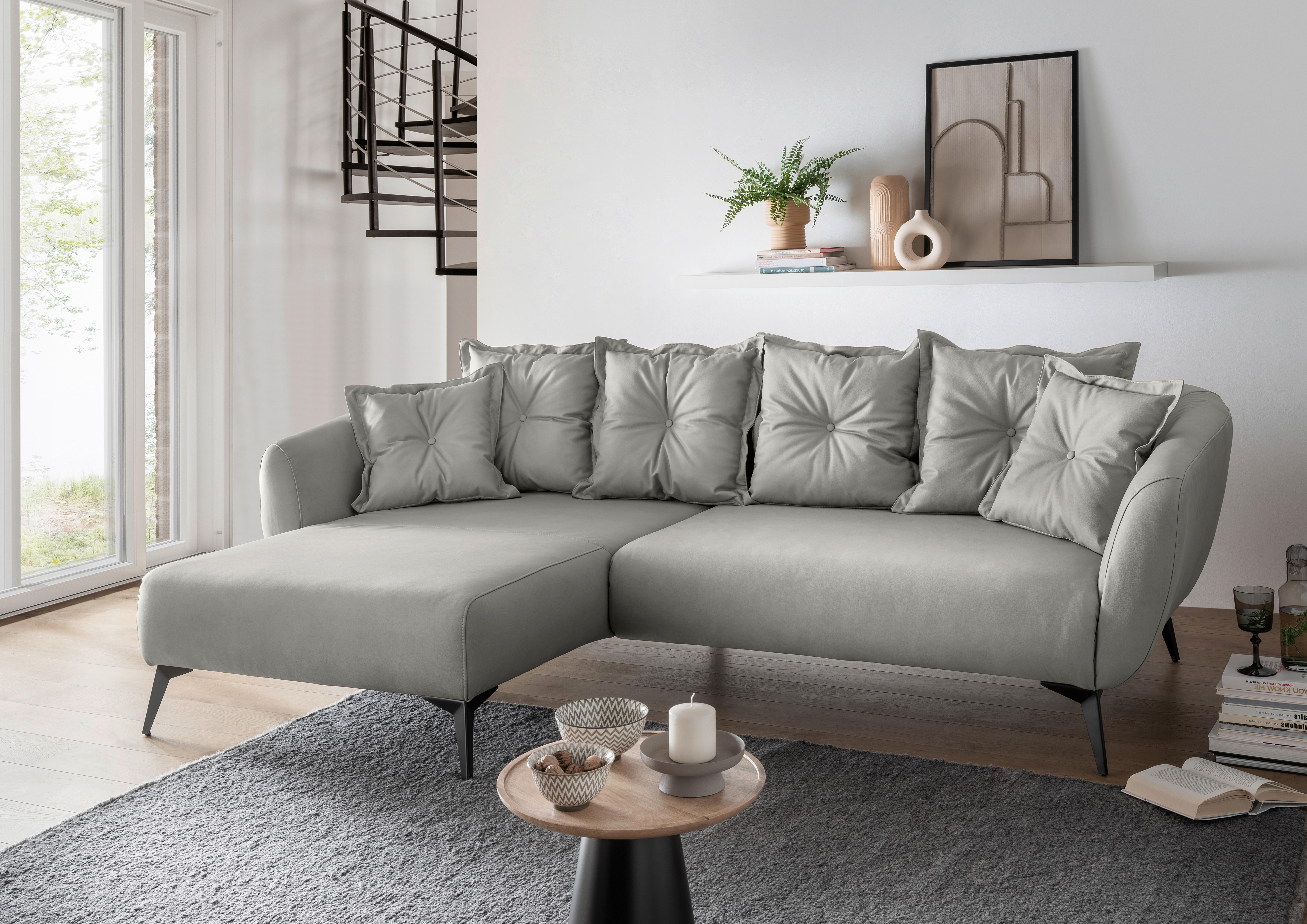 Ecksofa Baggio Grau S: 162x277 cm - Schwarz/Grau, MODERN, Textil (162/277cm) - Livetastic