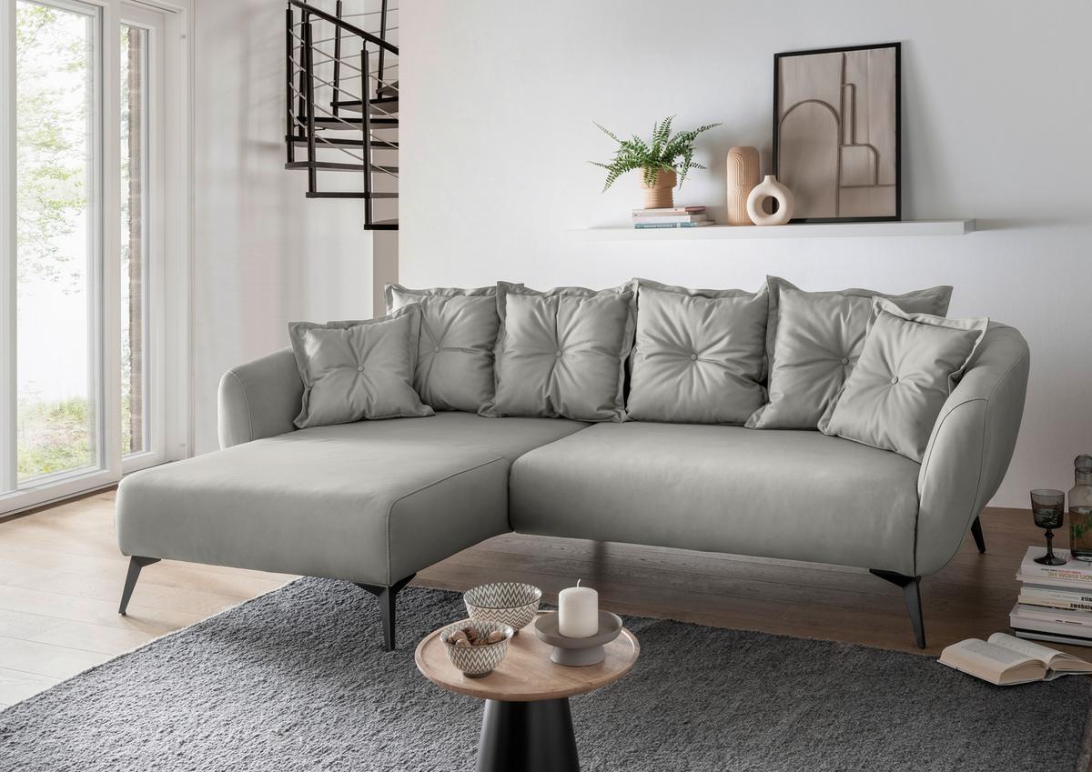 Ecksofa Baggio Grau S: 162x277 cm - Schwarz/Grau, MODERN, Textil (162/277cm) - Livetastic