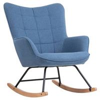 Schaukelstuhl mit Armlehnen Richie Echtholz/Webstoff Blau - Blau/Buchefarben, MODERN, Holz/Textil (72/92/92cm) - MID.YOU