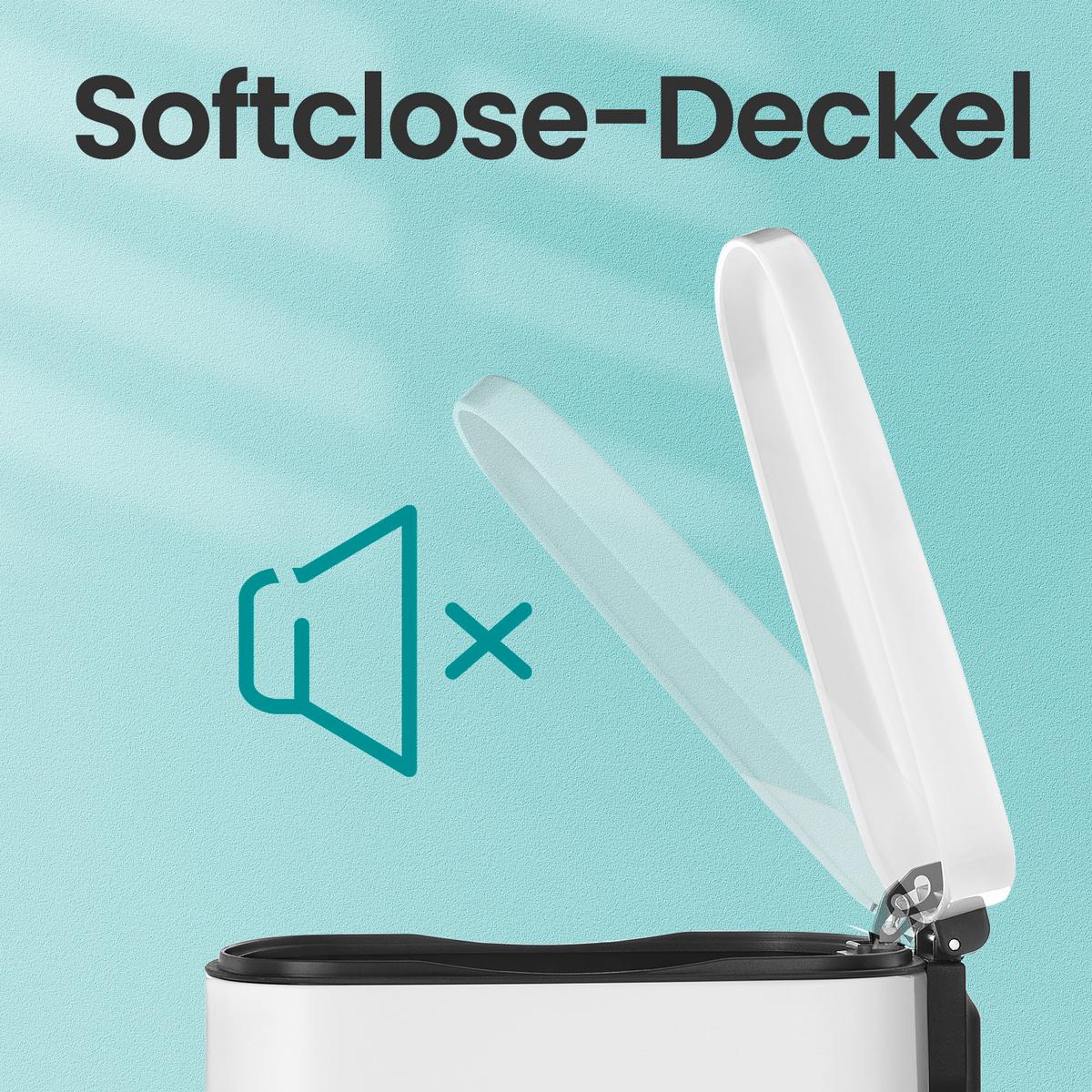 Abfallsammler Weiß B: 43,2 cm - Schwarz/Weiß, Basics, Kunststoff/Metall (43,2/63,2/37cm)