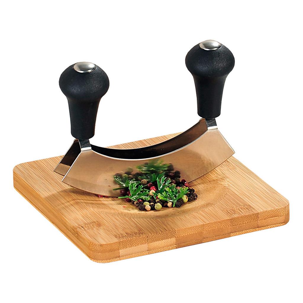 Schneidebrett Holz Mit Wiegemesser Bambus B: 16 Cm