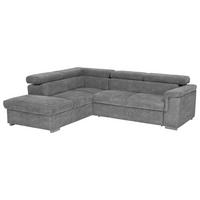 Ecksofa mit Schlaffunktion + Bettkasten Milla, Webstoff - Grau, Basics, Holz/Textil (217/252cm) - MID.YOU