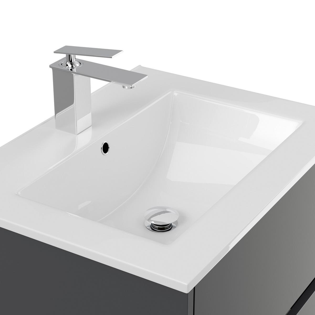 BADEZIMMER Limes, Graphitfarben B: 70 cm - Graphitfarben/Weiß, Basics, Keramik/Holzwerkstoff (70cm) - MID.YOU