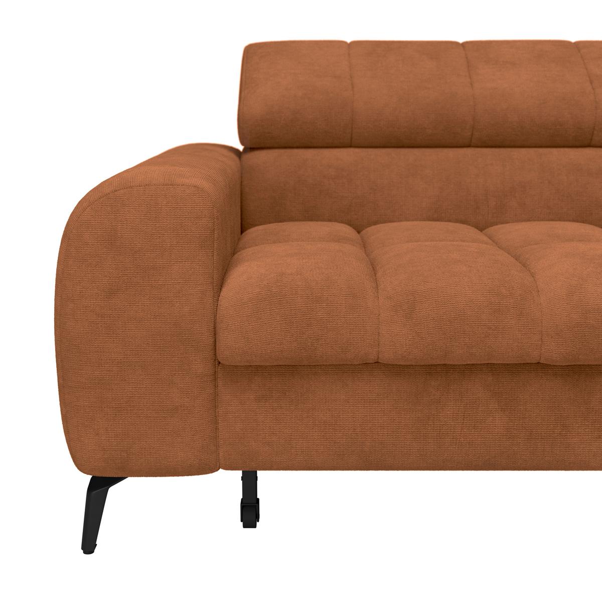 Ecksofa Volf rechts new rostfarben, S: 261x203 cm - Rostfarben/Schwarz, Trend, Kunststoff/Textil (261/203cm)