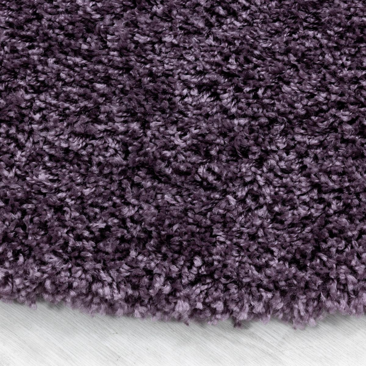 Hochflor Teppich Violett Naturfaser Sydney Ø 80 Cm - Violett, Basics, Textil (80cm)