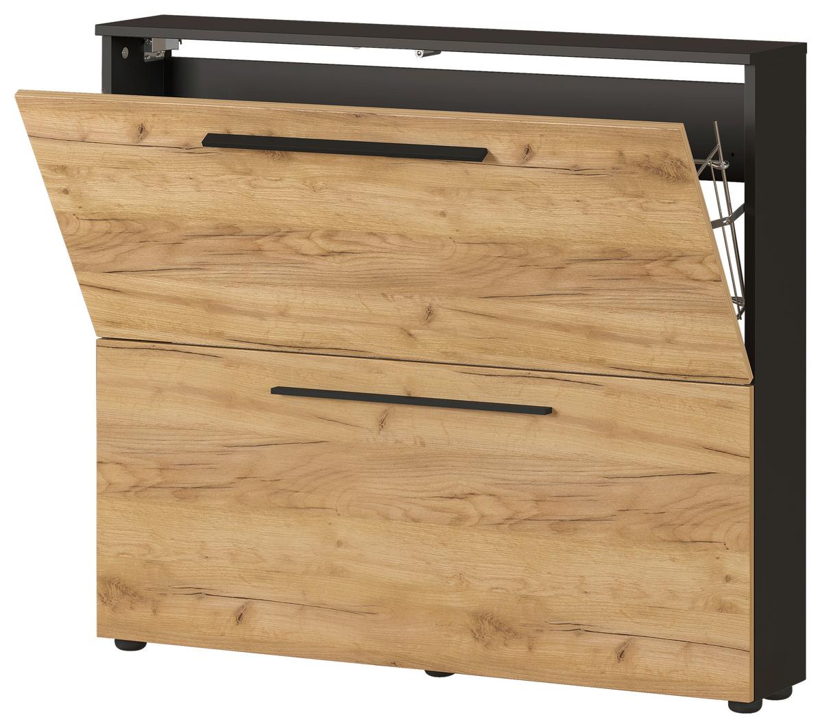 Schuhkipper Wildomar Eichefarben B: 100cm - Eichefarben/Graphitfarben, MODERN, Holzwerkstoff (100/85/19cm) - Germania