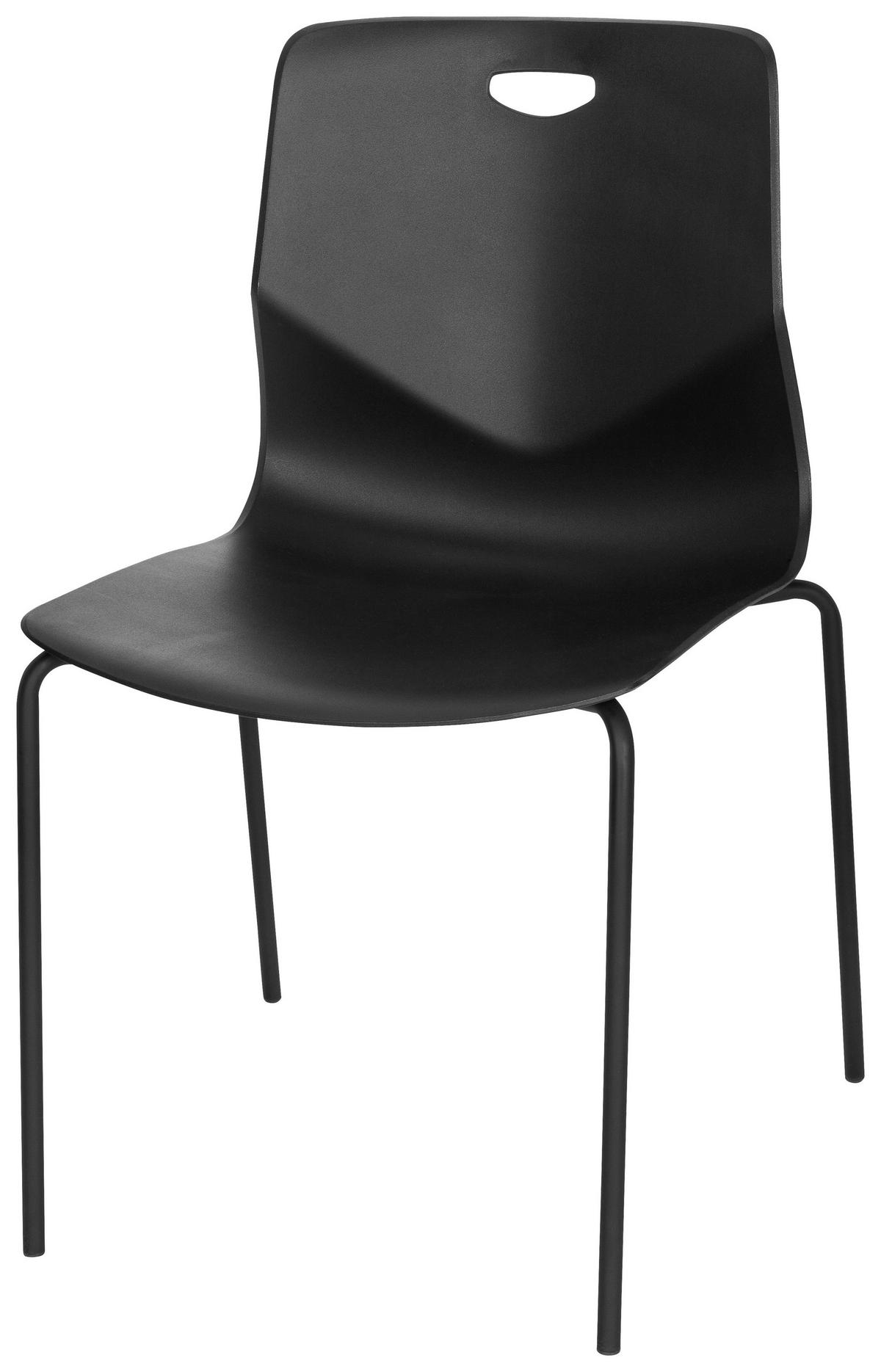 Besucherstuhl Stapelbar Schwarz Bis 130 Kg - Schwarz, MODERN, Kunststoff/Metall (46/87/55cm) - MID.YOU