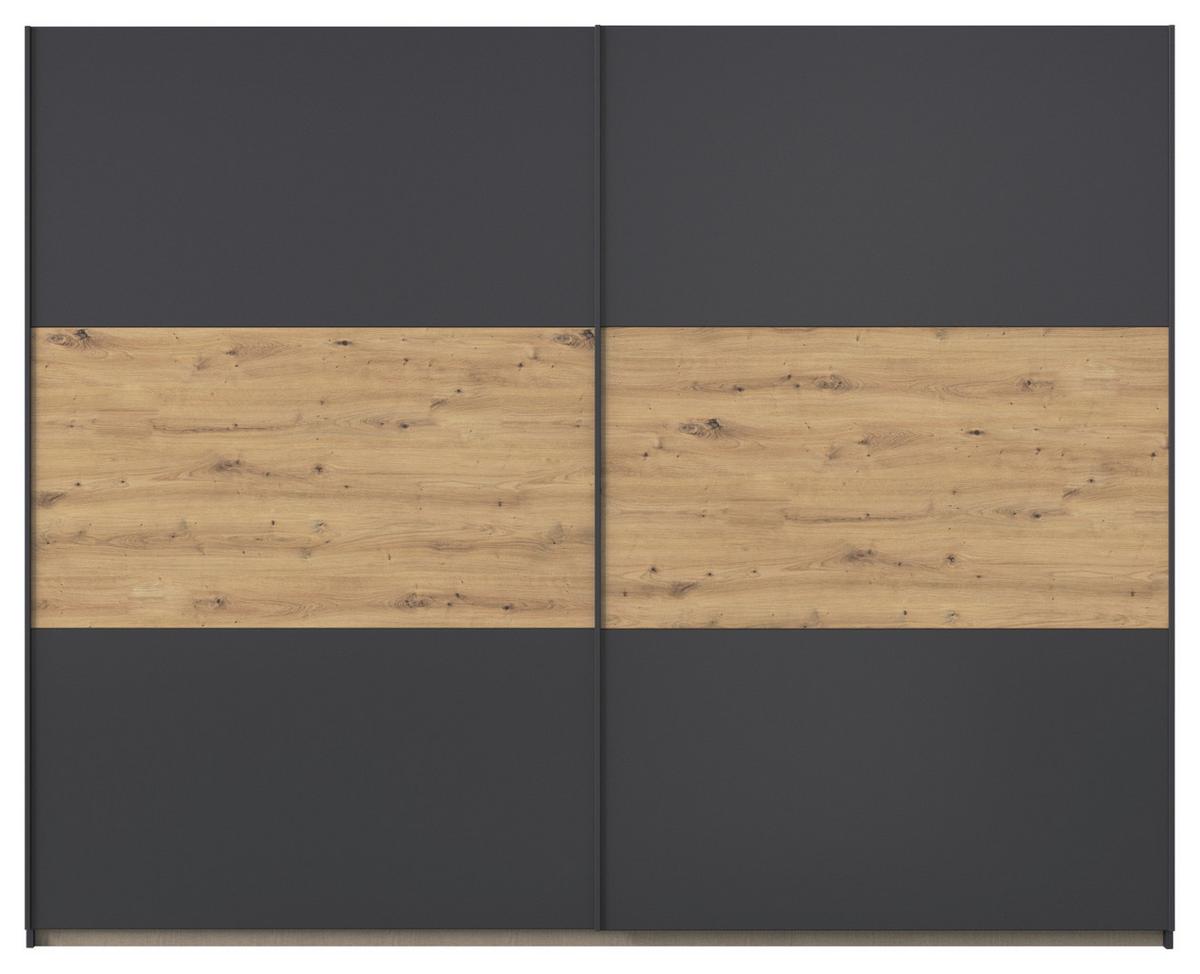 Schwebetürenschrank Neo Grau Eiche Artisan Dekor - Eiche Artisan/Grau, MODERN, Holzwerkstoff (261/210/59cm) - Rauch Möbel