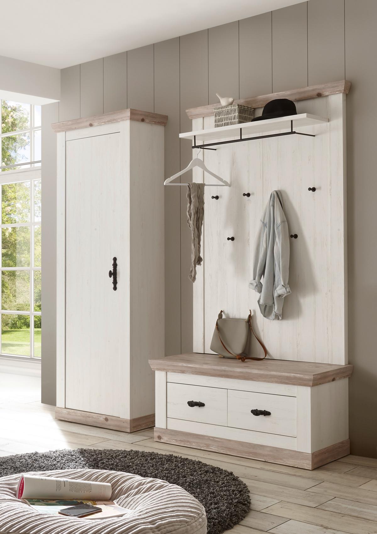 Garderobe Florenz Pinienfarb./Hellbraun B: 190cm - Hellbraun/Pinienfarben, Design, Holzwerkstoff (190/201/45cm) - MID.YOU