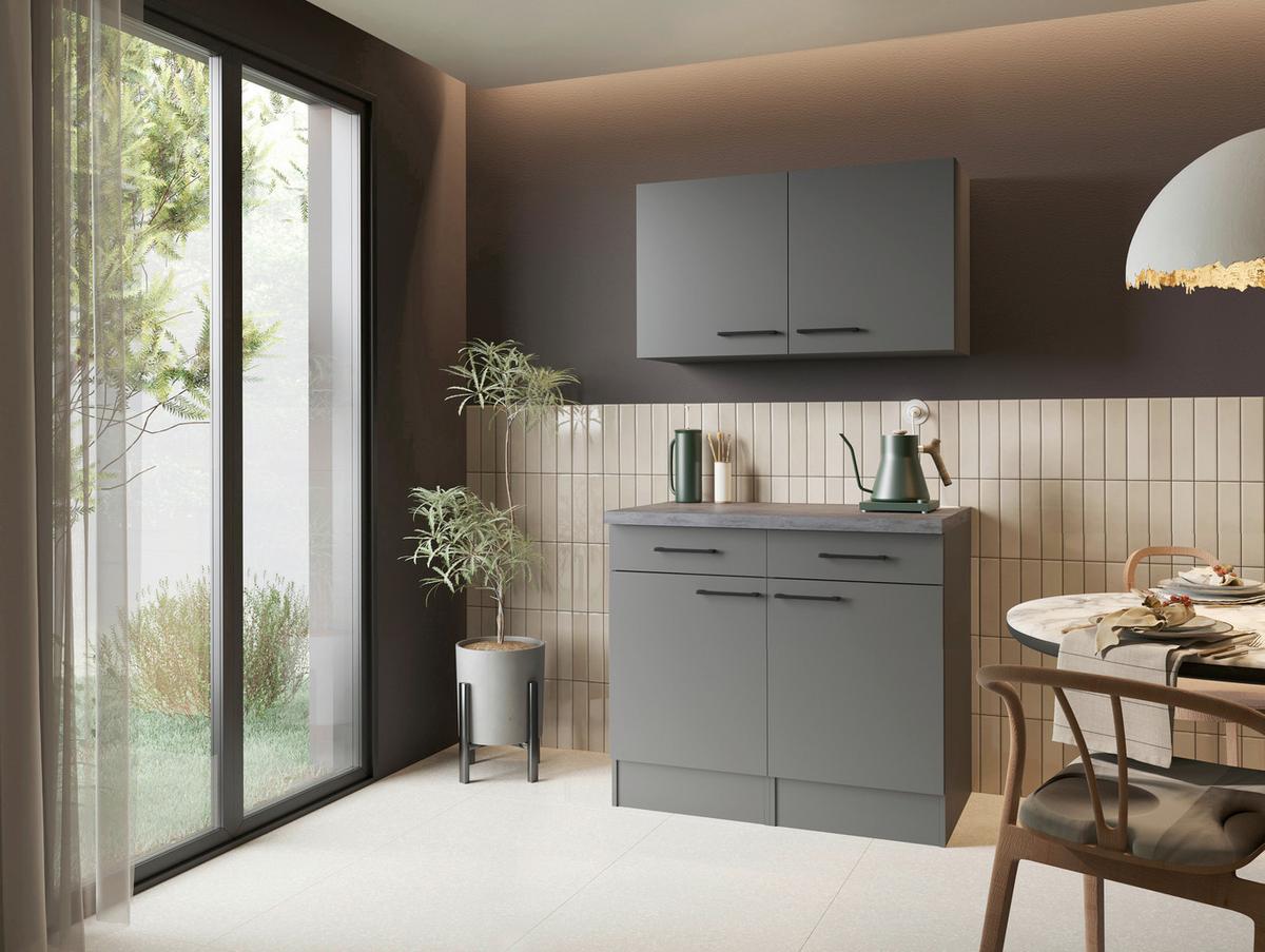 BUFFET Oliver, Grau B: 100 cm - Eiche Artisan/Grau, Trend, Holzwerkstoff (100/200/60cm) - Respekta