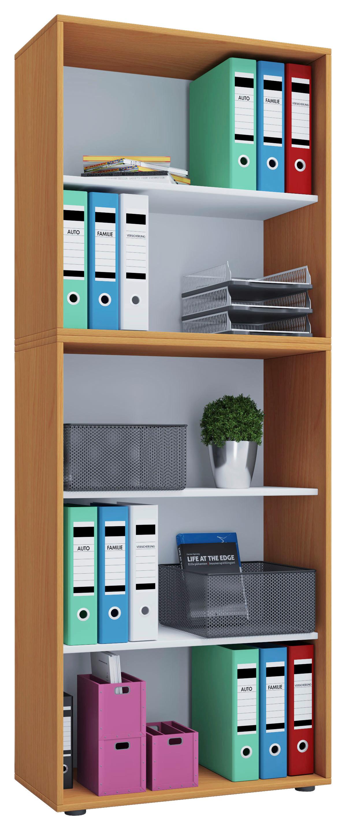 Aktenregal Lona XXL Buche Dekor B: 70 cm - Buchefarben/Schwarz, Basics, Holzwerkstoff (70/178/37cm) - P & B