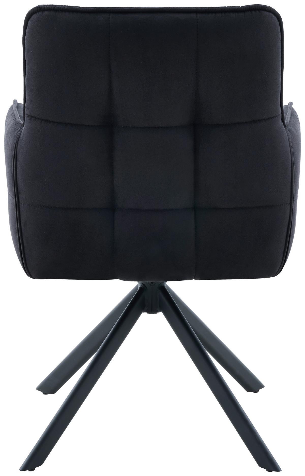 Armlehnstuhl Valerija drehbar anthrazit, B: 58cm - Anthrazit/Schwarz, KONVENTIONELL, Textil/Metall (58/88/62cm)