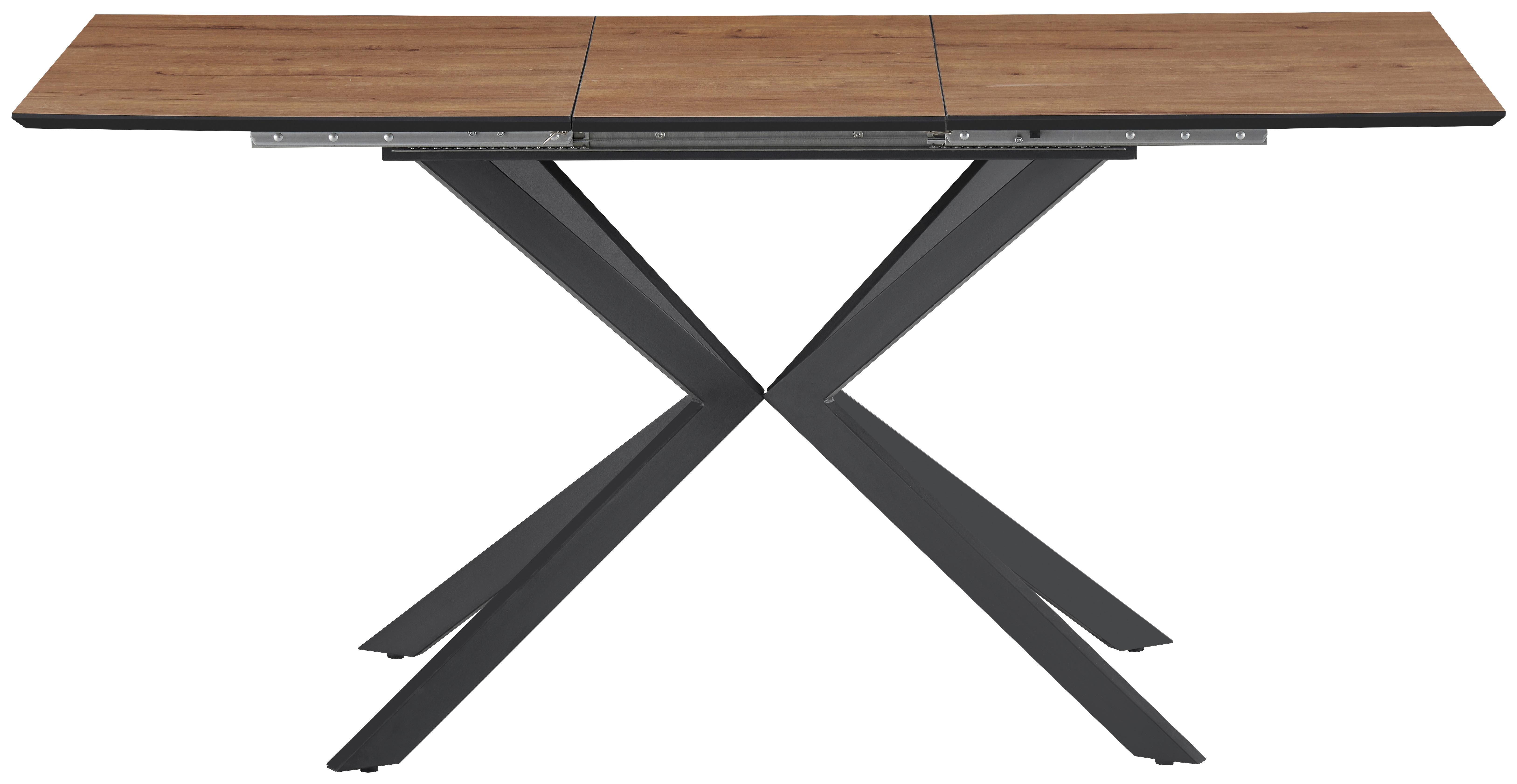 Ausziehtisch Lennox 120 Az Mdf Eiche Dekor, B: 120-160 cm - Eichefarben/Schwarz, KONVENTIONELL, Holzwerkstoff/Metall (120-160/76/80cm) - MID.YOU