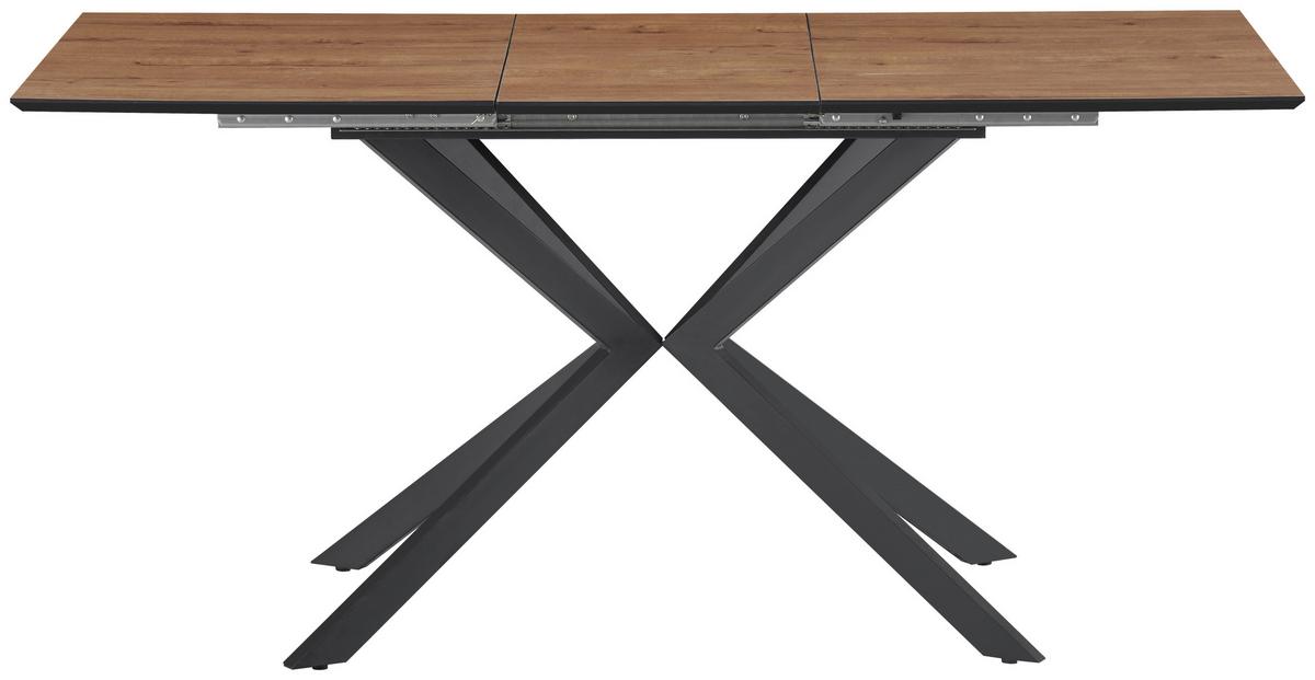 Ausziehtisch Lennox 120 Az Mdf Eiche Dekor, B: 120-160 Cm - Eichefarben/Schwarz, KONVENTIONELL, Holzwerkstoff/Metall (120-160/76/80cm) - MID.YOU