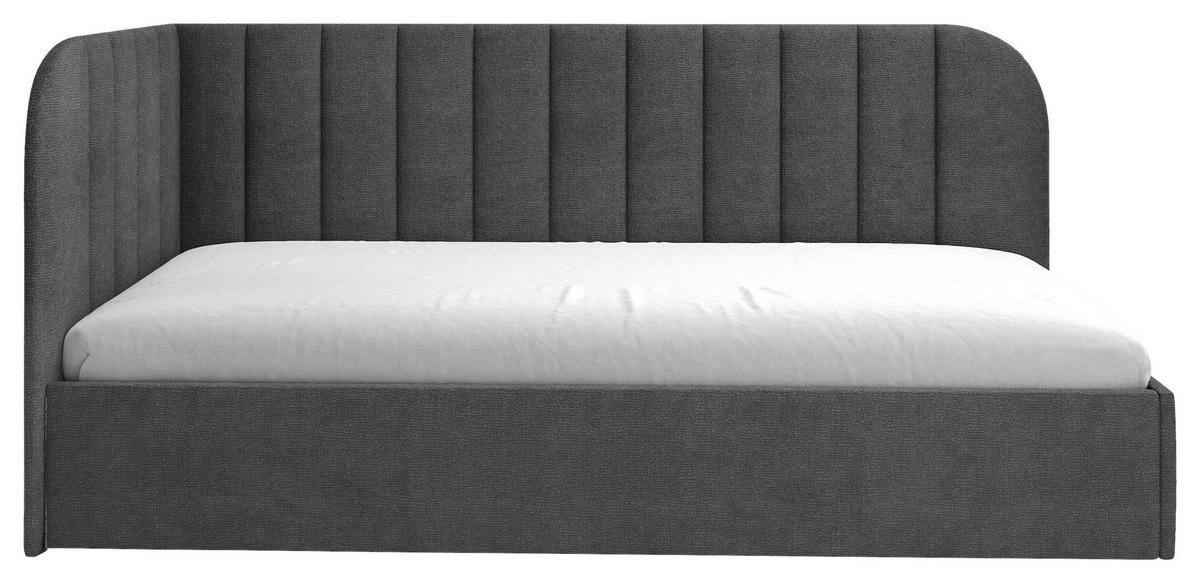 Polsterbett Millow Links Dunkelgrau Lf: 90x200 Cm - Dunkelgrau/Schwarz, MODERN, Holz/Holzwerkstoff (90/200cm) - MID.YOU