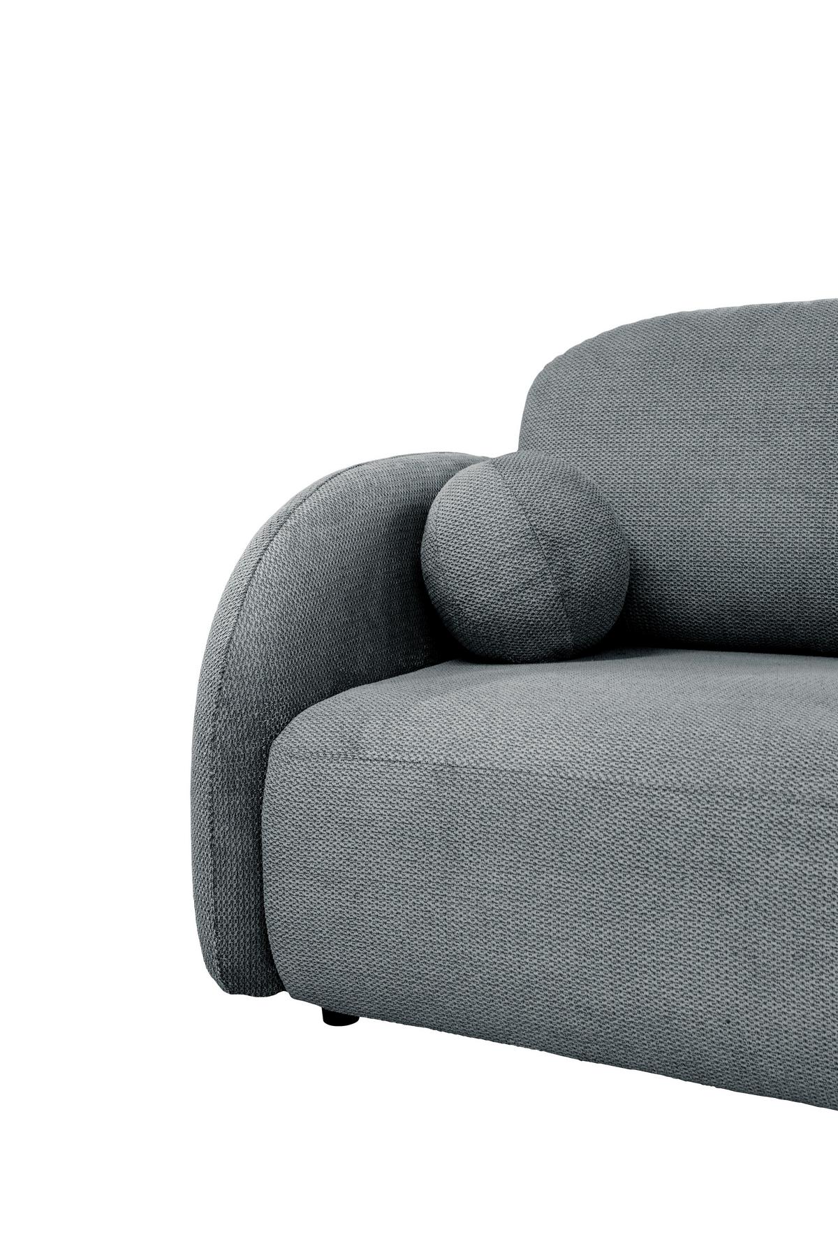 Schlafsofa Roma Grau, B: 230 cm - Schwarz/Grau, Design, Textil (230/90/105cm)