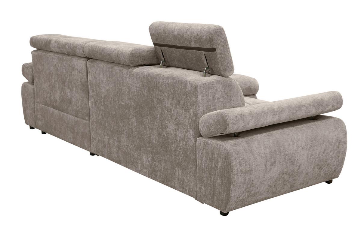 Rohová sedačka VEGAS, pravá, šedohnědá žinylka - černá/šedohnědá, Design, dřevo/textil (294/173cm)