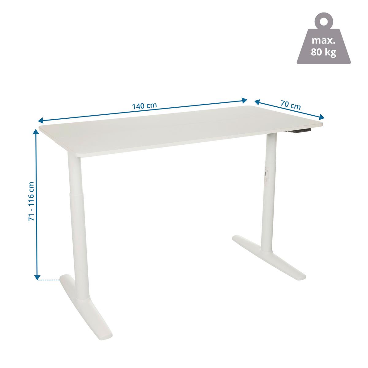 Schreibtisch Weiß B: 140 cm - Weiß, MODERN, Holzwerkstoff/Metall (140/70/71 - 116cm) - MID.YOU