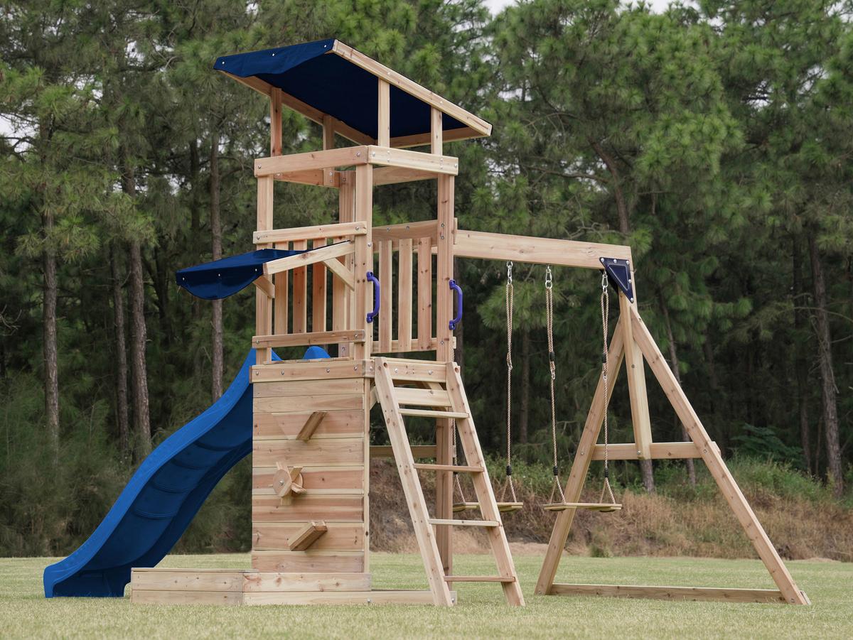 Spielturm A030.502.00 - Blau/Braun, KONVENTIONELL, Holz (345/270/336cm) - Ambia Garden