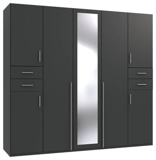 Drehtürenschrank Mit Spiegel + Laden B: 225 cm Vegas, Graphit