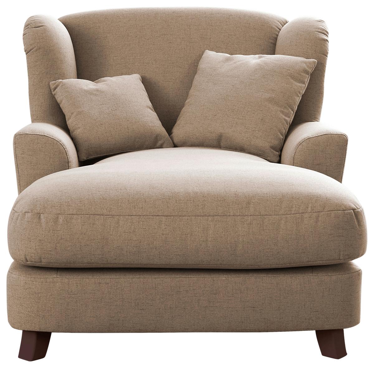 XXXL-Sessel Asado beige inkl. Zierkissen, B: 109 cm - Beige/Dunkelbraun, MODERN, Textil (109/104/145cm) - Sit & More