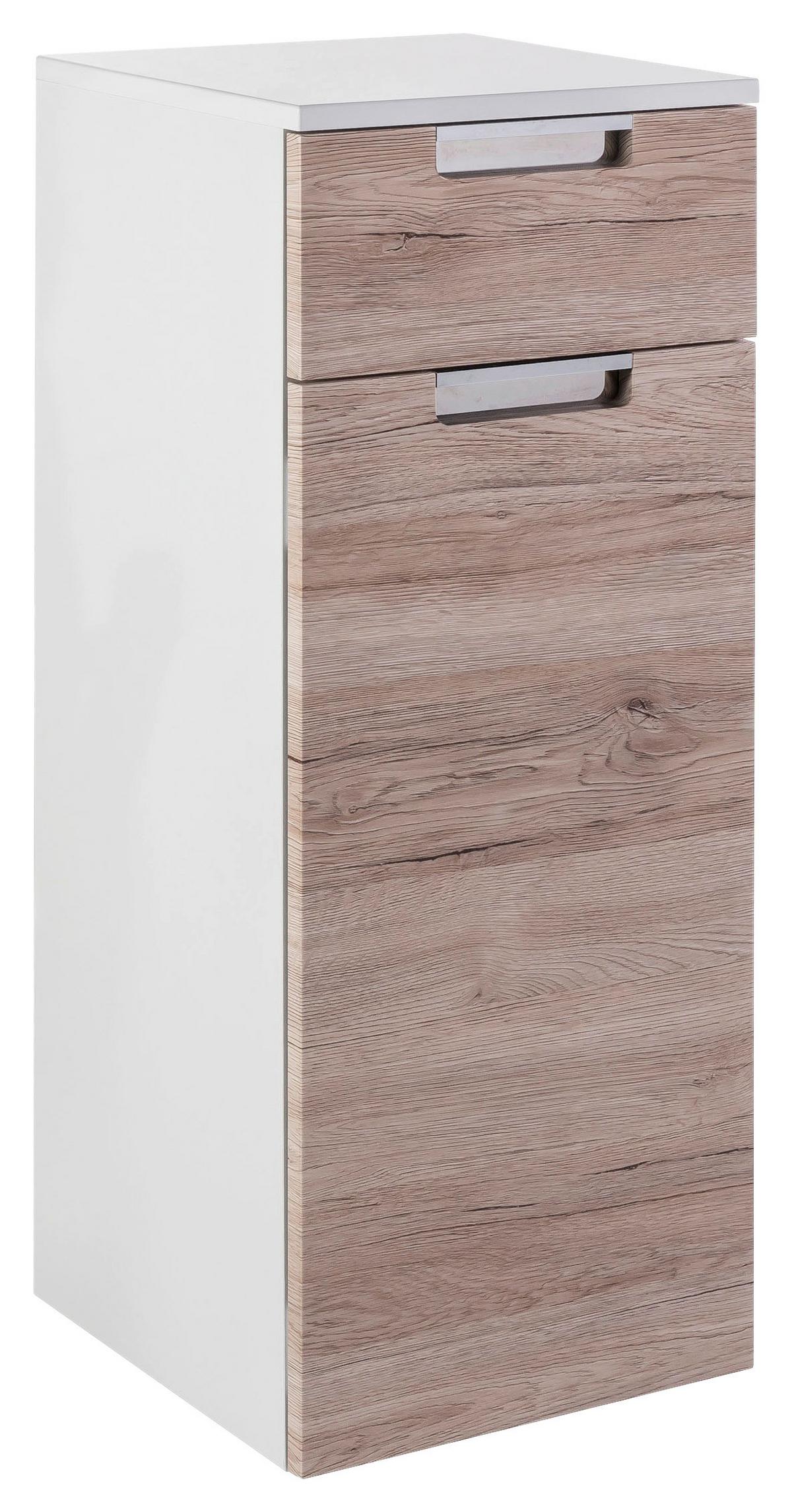 Hängender Unterschrank Mars B: 33 cm Eiche Dekor - Eichefarben/Weiß, MODERN, Holzwerkstoff (33,0/88,5/35,0cm) - MID.YOU