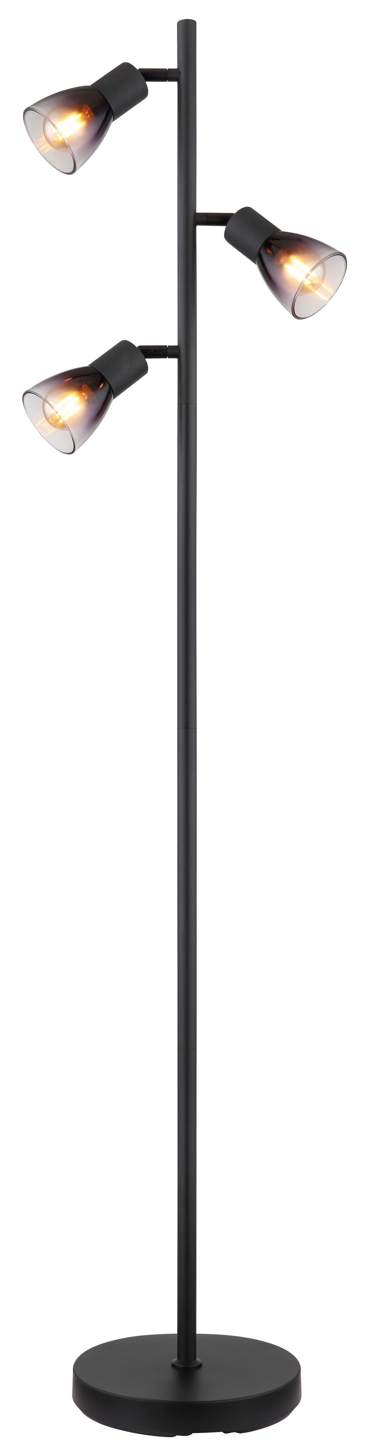 Stehleuchte Exkl. 3xe14, 25w - Klar/Schwarz, Design, Glas/Metall (30/22/161cm) - Globo