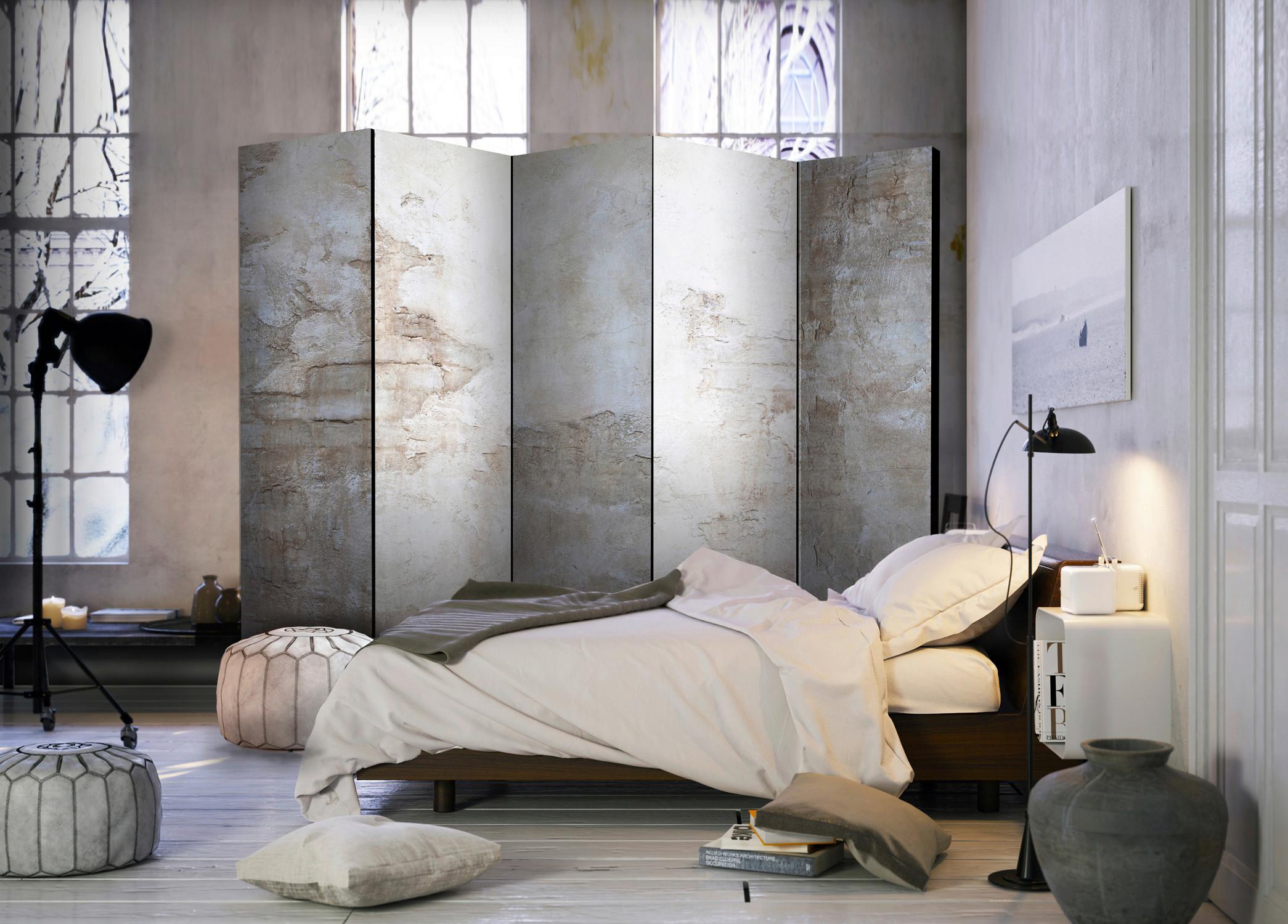 Paravent Hellgrau Beige B: 225 cm - Beige/Hellgrau, Basics, Holz/Textil (225/172/3cm) - artgeist
