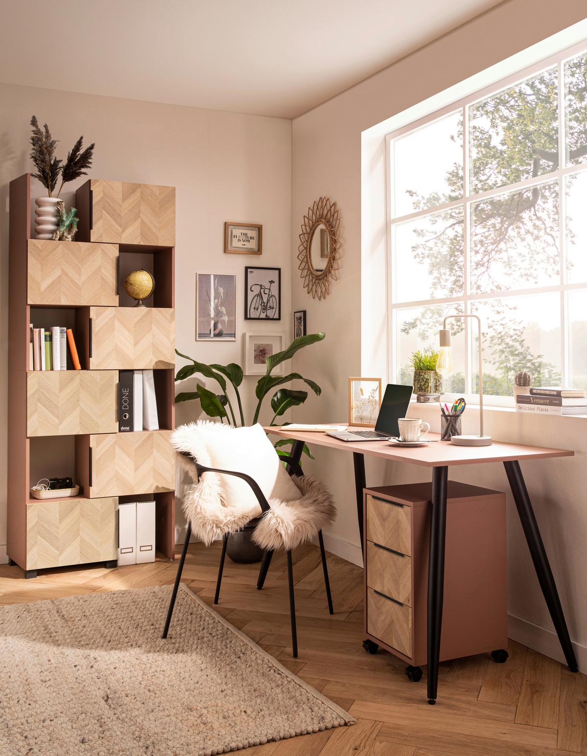 Rollcontainer Piazza Mauve/Eiche B: 32,6cm - Eichefarben/Mauve, Basics, Holzwerkstoff/Kunststoff (32,6/59,7/39,1cm) - MID.YOU