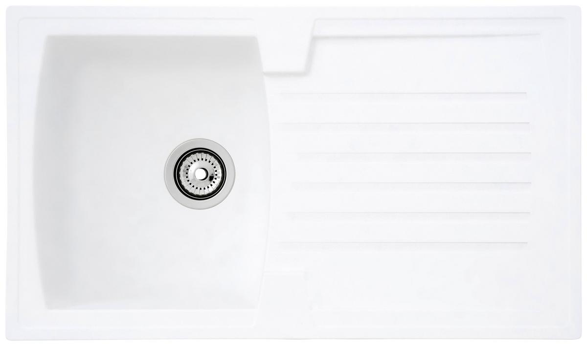 Spüle Respekta Boston Stein Bxt: 86x50 Cm - Weiß, Trend, Glas/Kunststoff (86/20/50cm) - Respekta