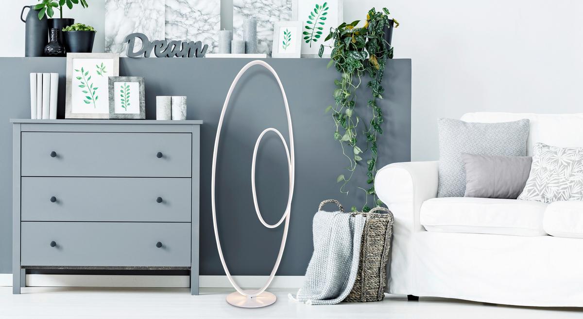 Led-stehlampe Dimmbar Weiß Rund, Drehdimmer - Weiß, Basics, Kunststoff/Metall (25/40cm) - Näve