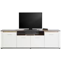 TV-Lowboard Alassio B: 203,6 cm Weiß/Graphitfarben - Eichefarben/Schwarz, MODERN, Holzwerkstoff (203,6/62/40,5cm) - Luca Bessoni