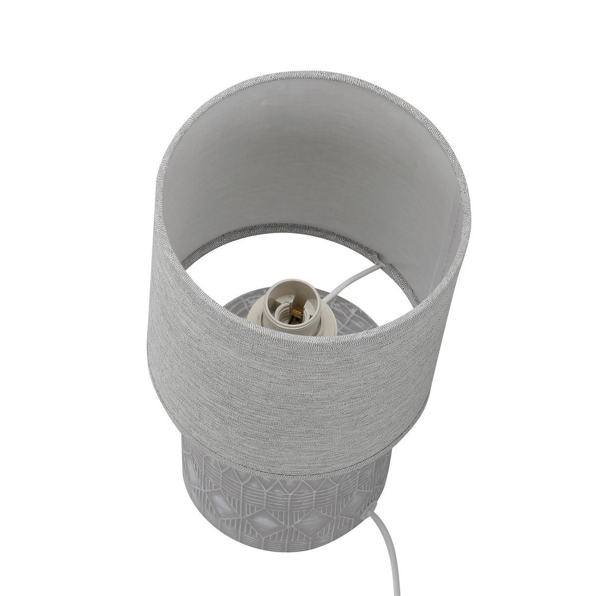 Tischleuchte 21-24398 Dina - Grau, KONVENTIONELL, Textil/Metall (14/14/26cm)