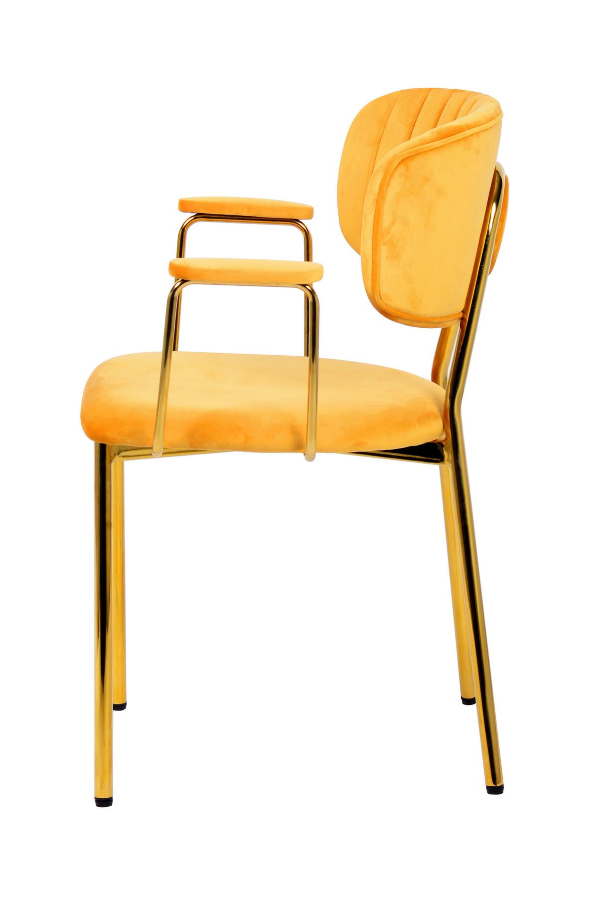 SADA STOLIČIEK S PODRÚČKAMI KIAN - oranžová/zlatá, Modern, kov/textil (63/80/51cm) - MID.YOU