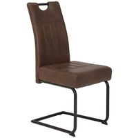 Schwingstuhl Betty Lederlook Braun, B: 43 cm - Schwarz/Braun, KONVENTIONELL, Textil/Metall (43/99/60cm)