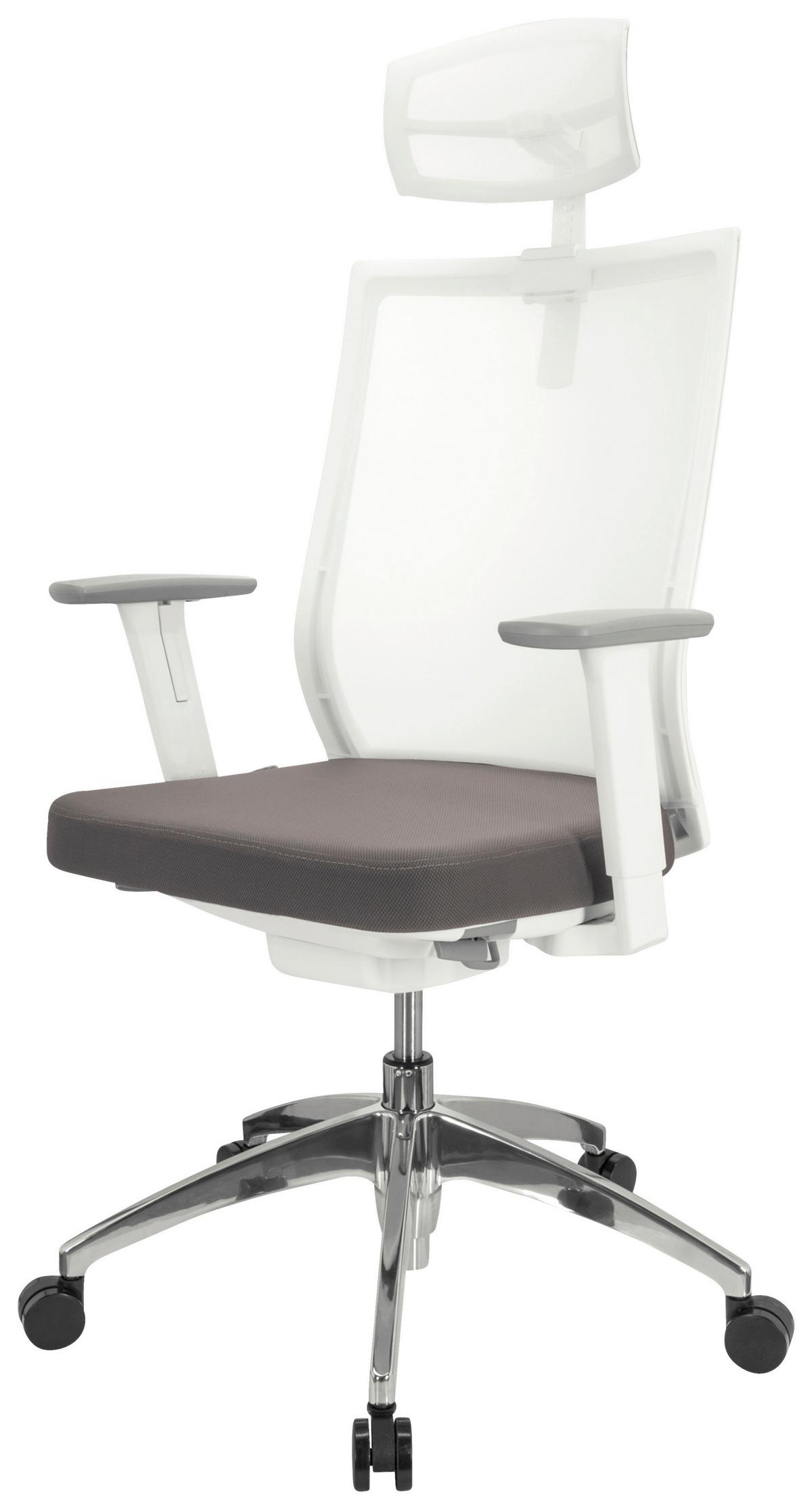 Drehstuhl Aspen White Pro - Silberfarben/Weiß, Basics, Kunststoff/Textil (63/112-122/55cm) - MID.YOU