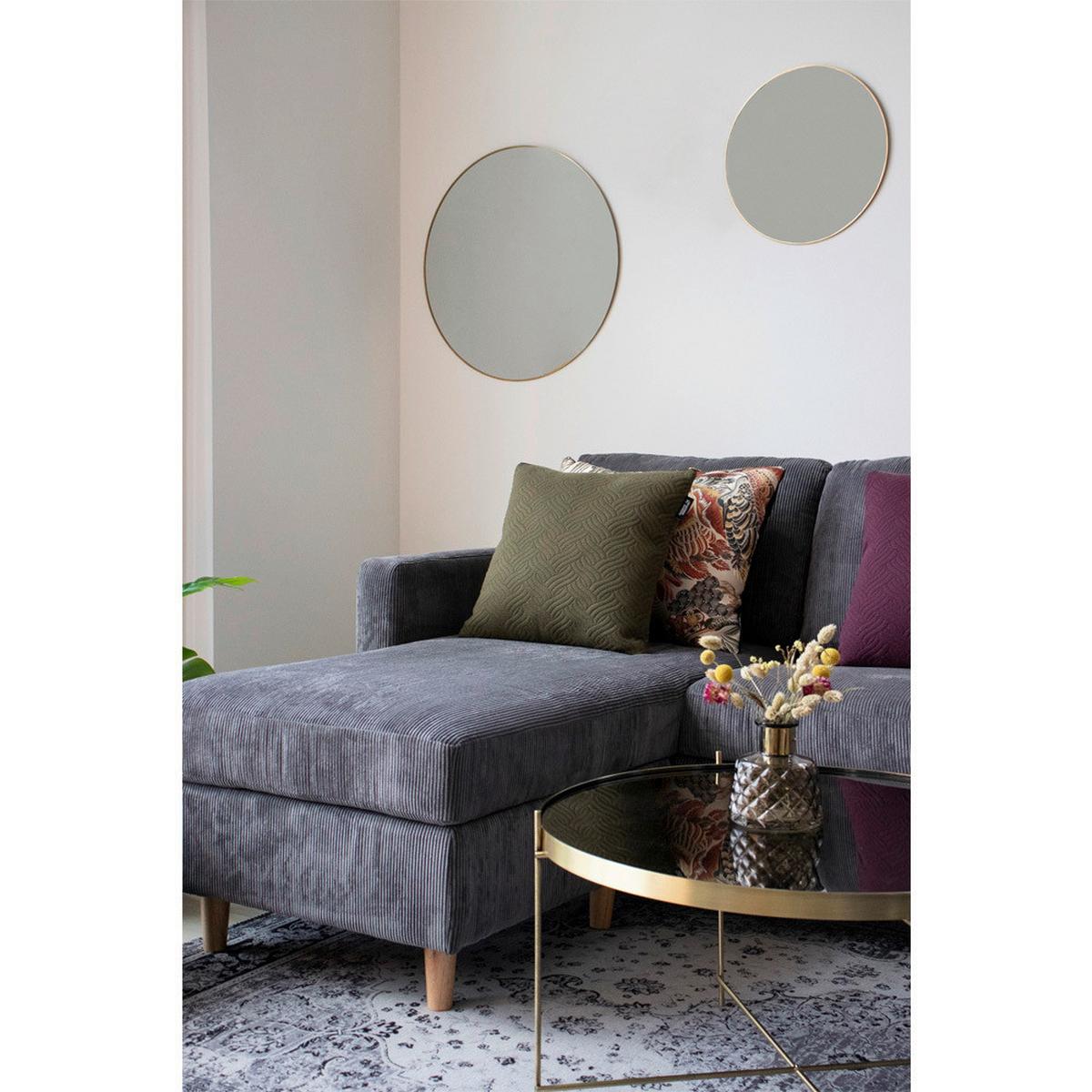 Spiegel Jersey Mirror Klar, Rund, B/H/T: 40x40x0,5cm - Klar/Messingfarben, Basics, Glas/Metall (40/40/0,5cm)