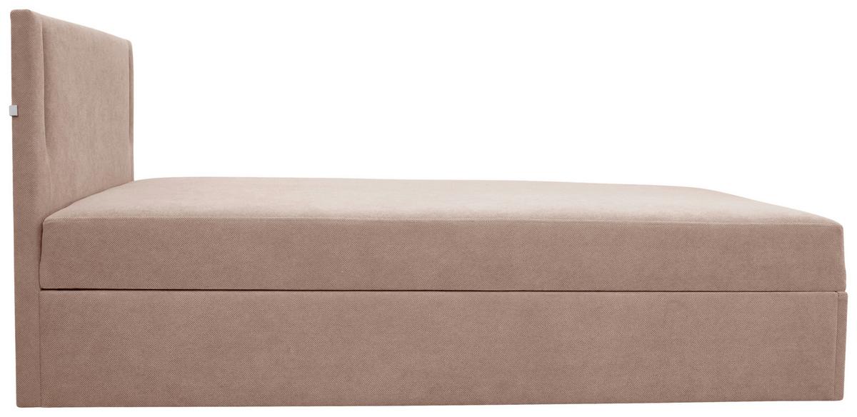 Boxbett mit Bettkasten 120x200 cm Hellbraun Carlos - Hellbraun/Schwarz, Basics, Holzwerkstoff/Textil (121/110/210cm) - Livetastic
